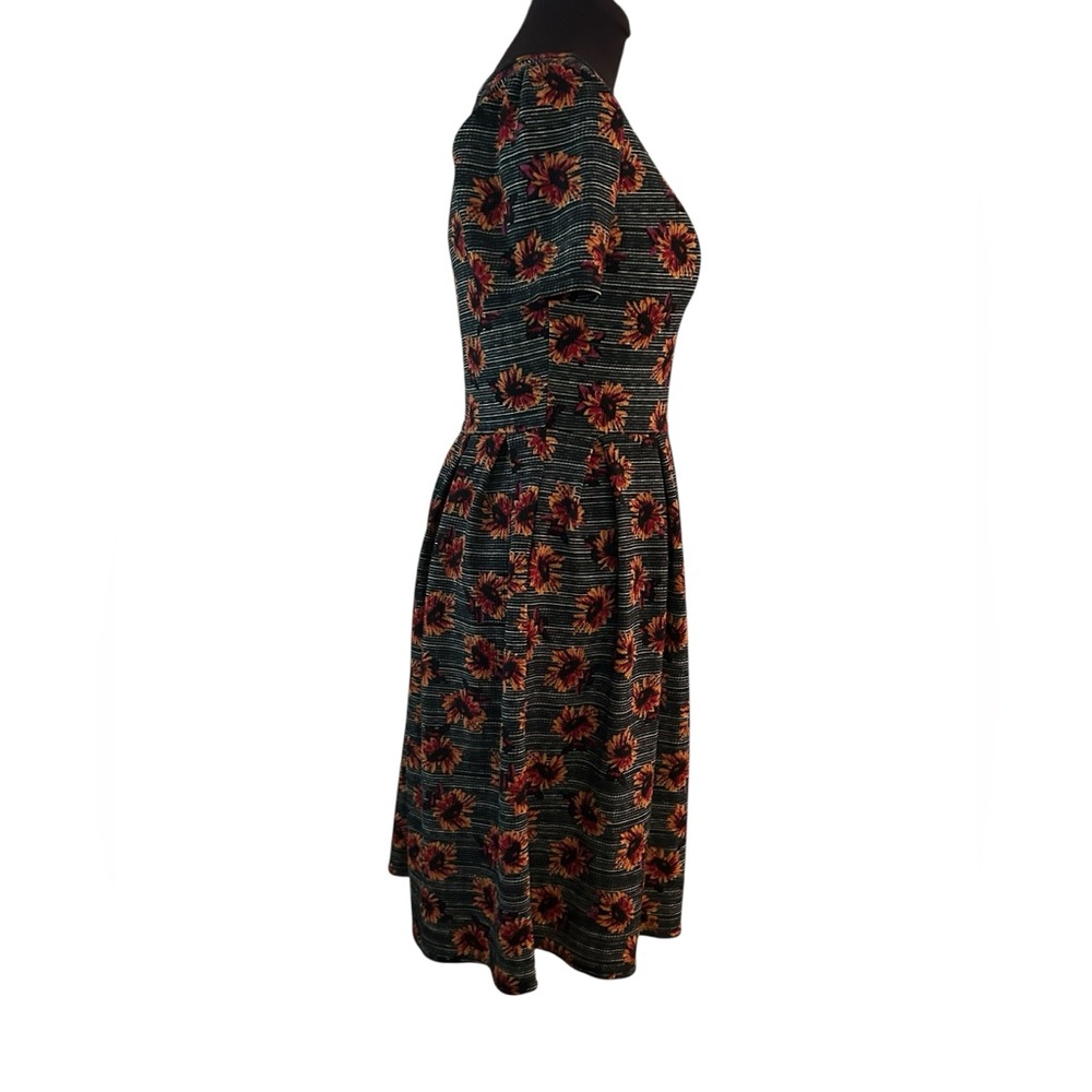 LuLaRoe Amelia Size L Womens Dress Black Yellow Sunflowers New NWT 14-16 - Picture 3 of 7